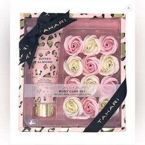 Tahari Body Care Set Body Lotion & soap bath petals Honey Almond